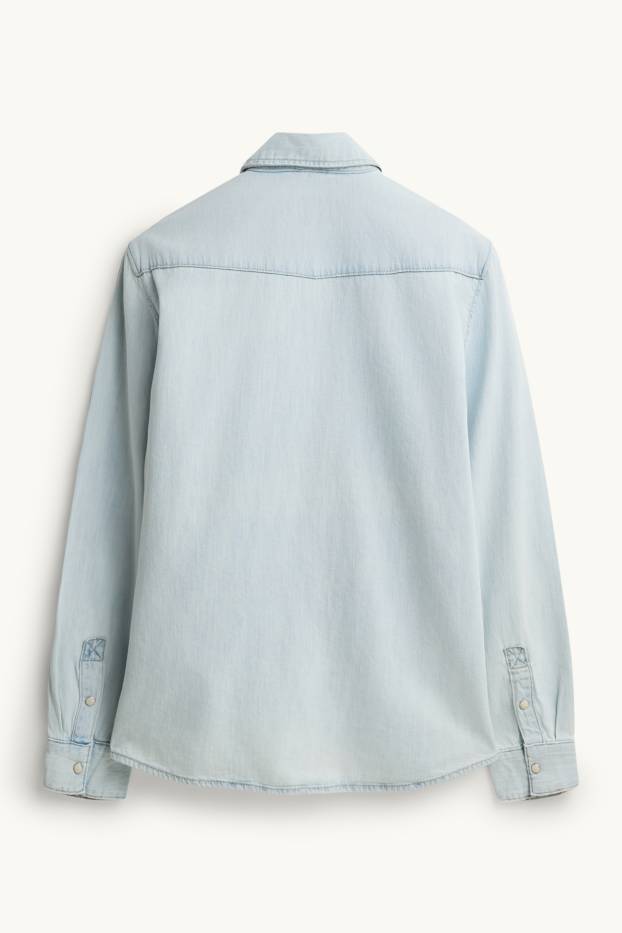 Hommes - Chemise en jean - regular fit - col kent - jean bleu clair