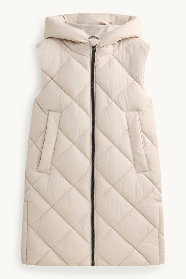 Children Girls - Quilted gilet with hood - water-repellent - cremewhite