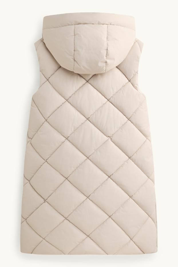 Children Girls - Quilted gilet with hood - water-repellent - cremewhite