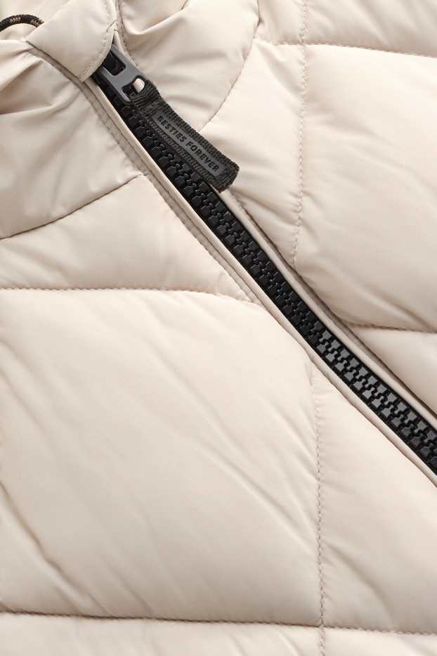 Children Girls - Quilted gilet with hood - water-repellent - cremewhite