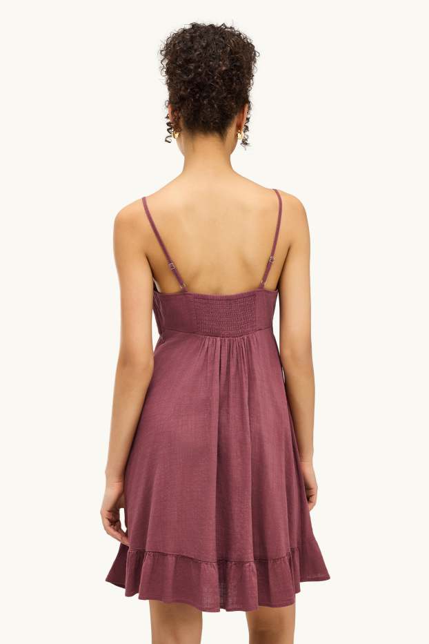 Damen - Empirekleid - dunkelrosa