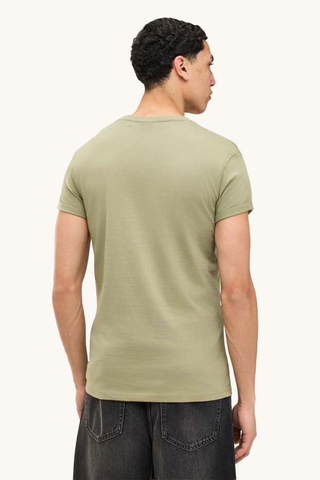 Pánské - Tričko - slim fit - khaki