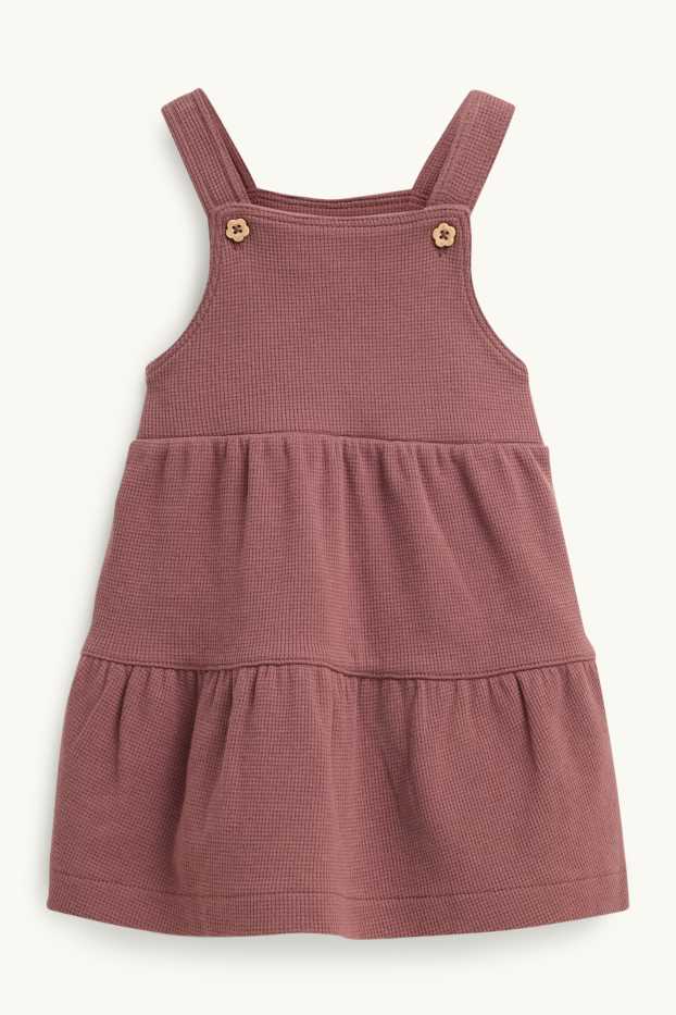 Baby Mädchen - Blümchen - Baby-Outfit - 2 teilig - strukturiert - braun / cremeweiss