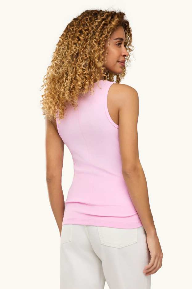 Damen - Top - gerippt - rosa