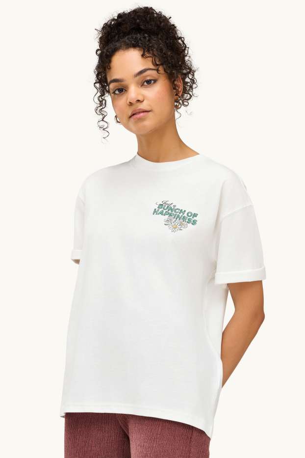 Dames - T-shirt - oversized - wit