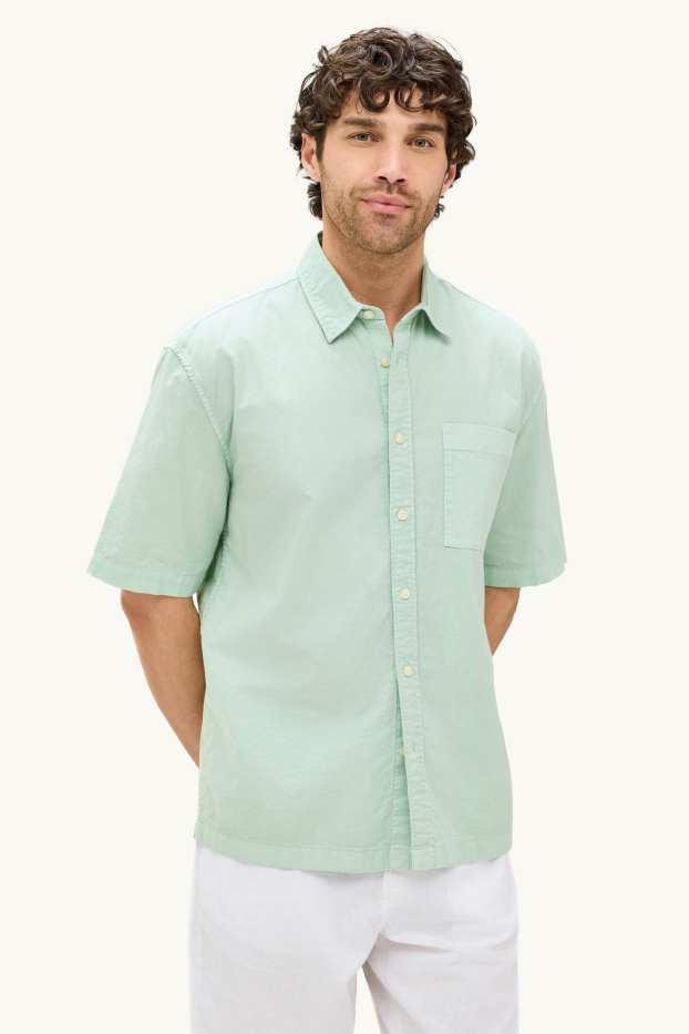 Pánské - Košile - relaxed fit - kent - světle zelená