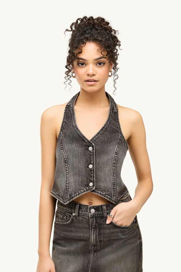 Damen - Jeans-Top - jeansgrau
