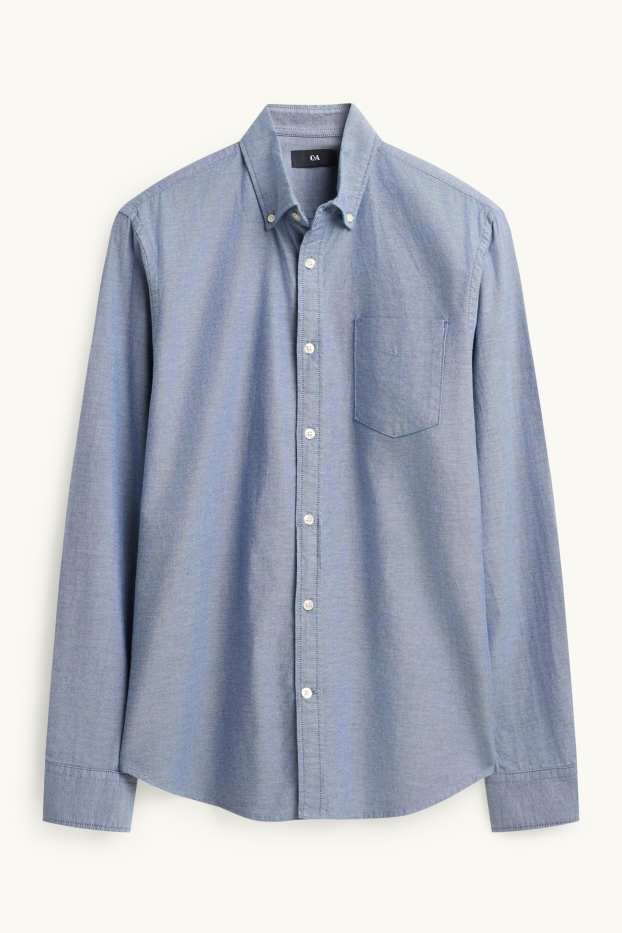 Hommes - Chemise - regular fit - col button-down - bleu