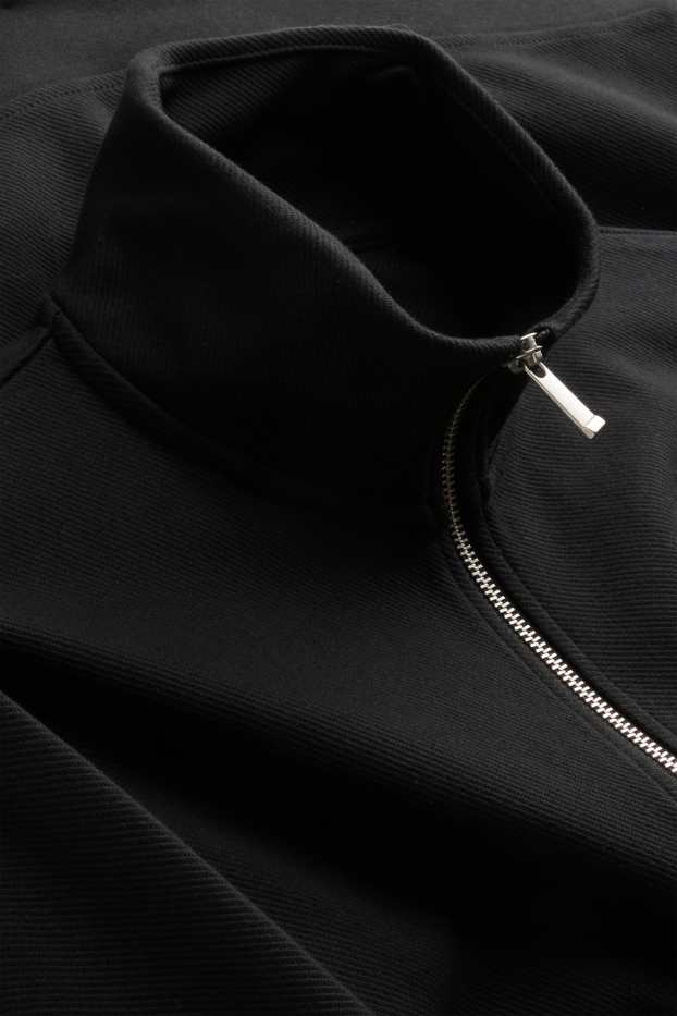 Herren - Sweatjacke - gerippt - schwarz