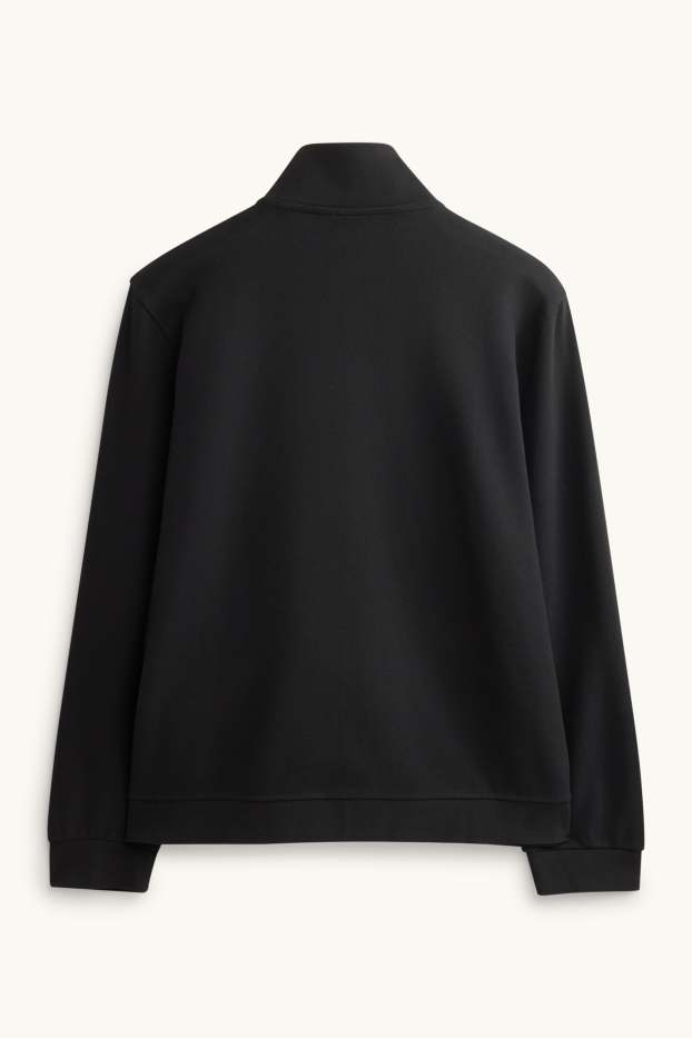 Herren - Sweatjacke - gerippt - schwarz