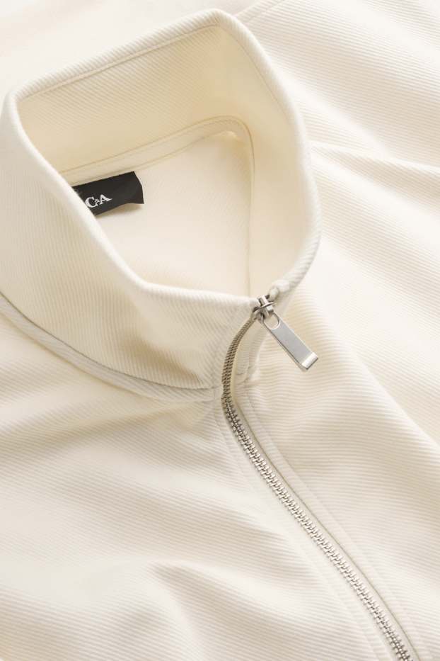 Herren - Sweatjacke - gerippt - cremeweiß