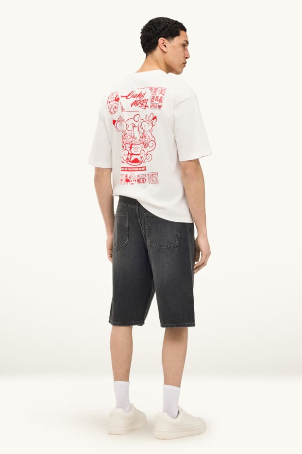 Men - Denim Bermuda shorts - black