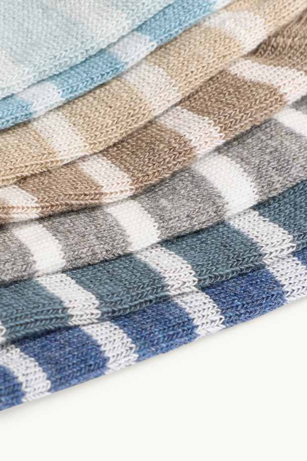 Children Boys - Multipack of 7 - trainer socks - striped - brown