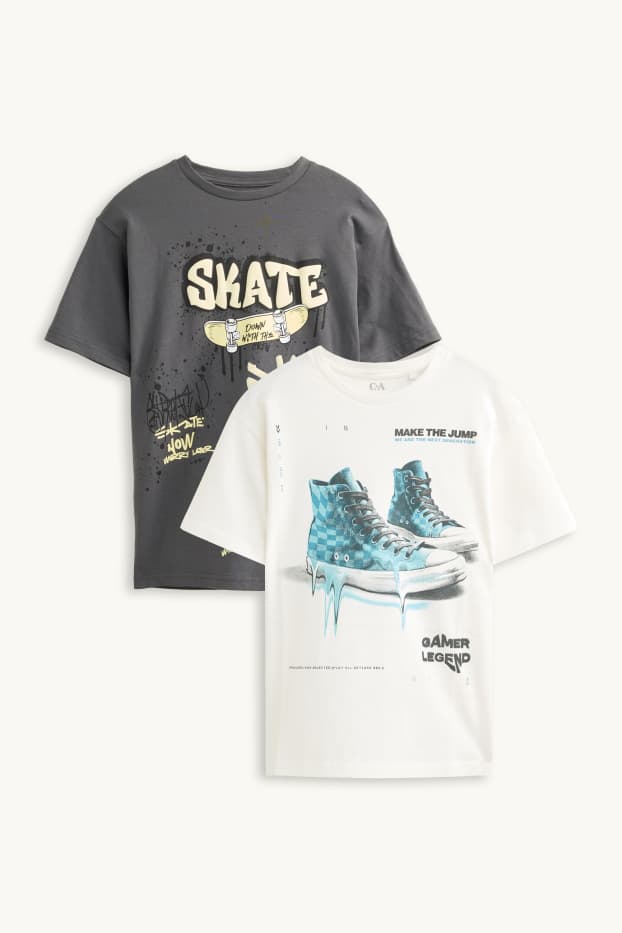 Bambini - Confezione da 2 - skate e sneakers - maglia a maniche corte - bianco