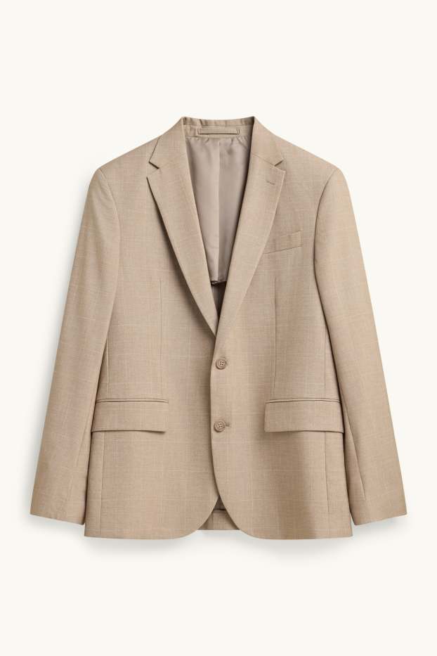 Heren - Colbert- slim fit - geruit - beige