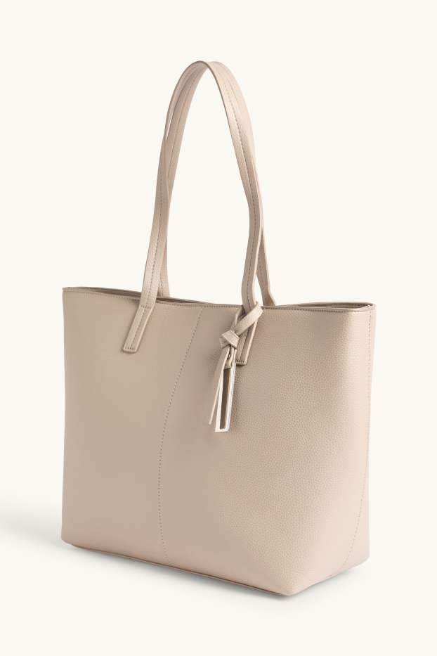 Femmes - Grand cabas - synthétique - beige
