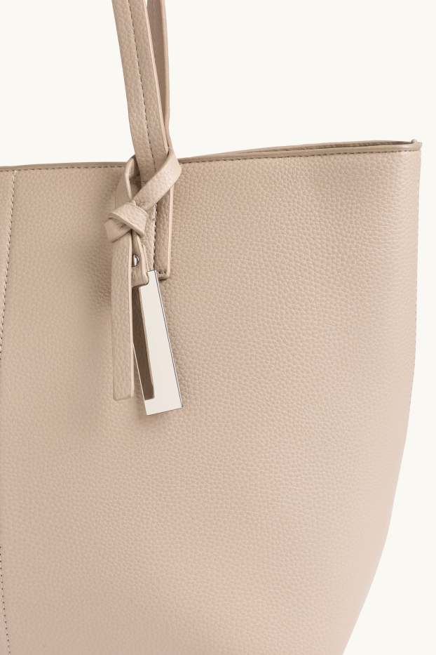 Femmes - Grand cabas - synthétique - beige