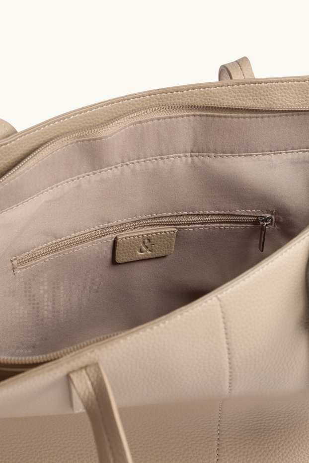 Femmes - Grand cabas - synthétique - beige