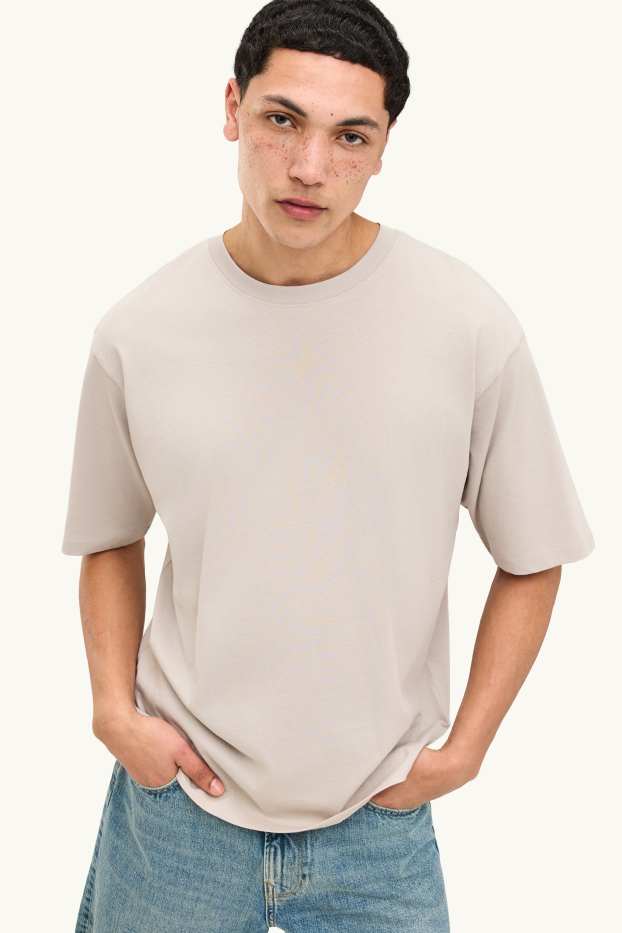 Uomo - T-shirt - oversize - beige