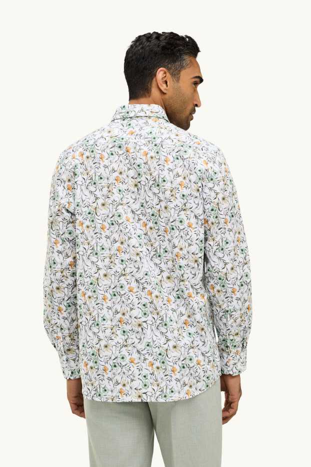 Herren - Hemd - Regular Fit - Kent - gemustert - weiss