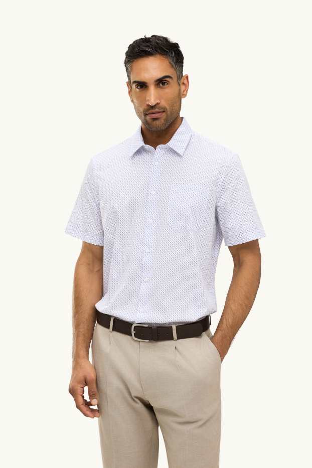 Pánské - Košile - regular fit - kent - se vzorem - světle modrá