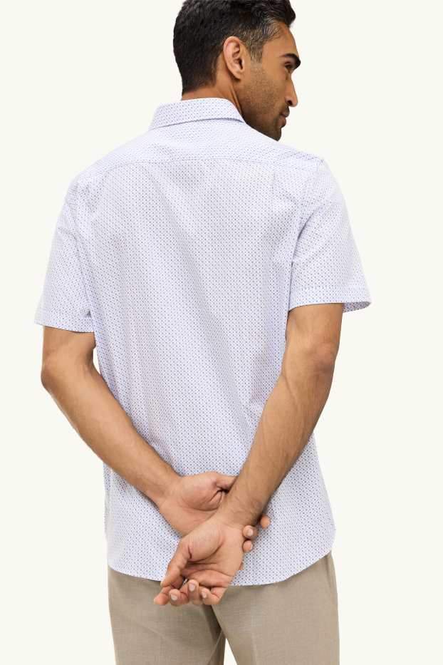 Pánské - Košile - regular fit - kent - se vzorem - světle modrá