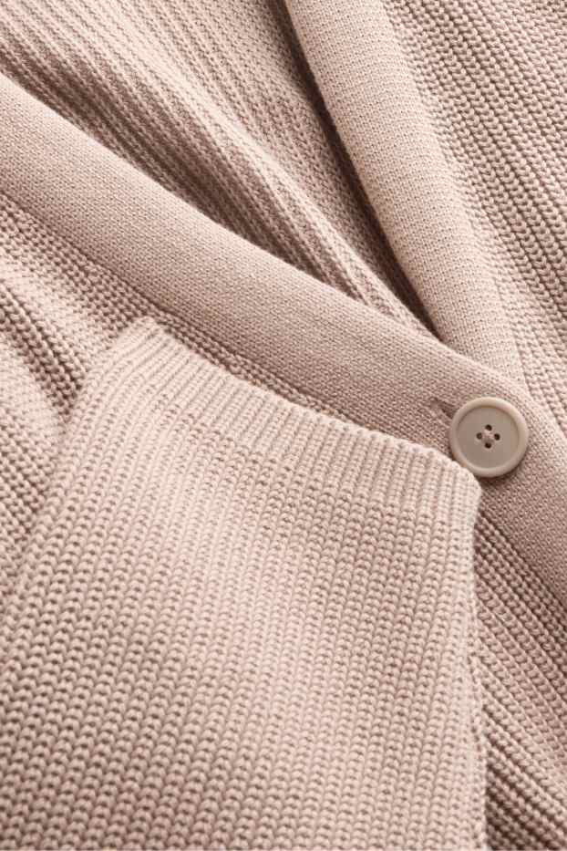 Femmes - Gilet en maille - finition côtelée - marron clair