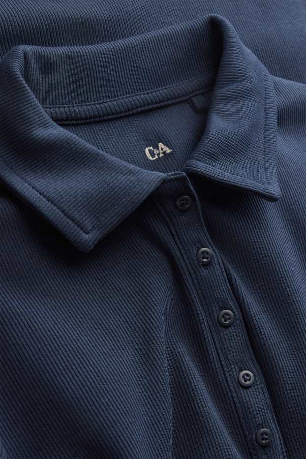 Femmes - Polo - regular fit - à rayures - bleu foncé