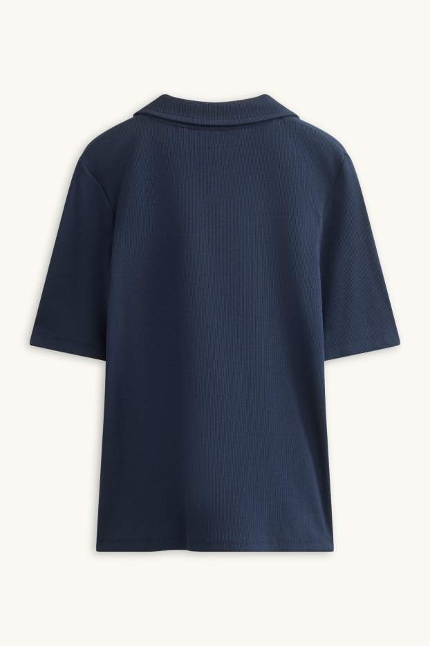 Femmes - Polo - regular fit - à rayures - bleu foncé