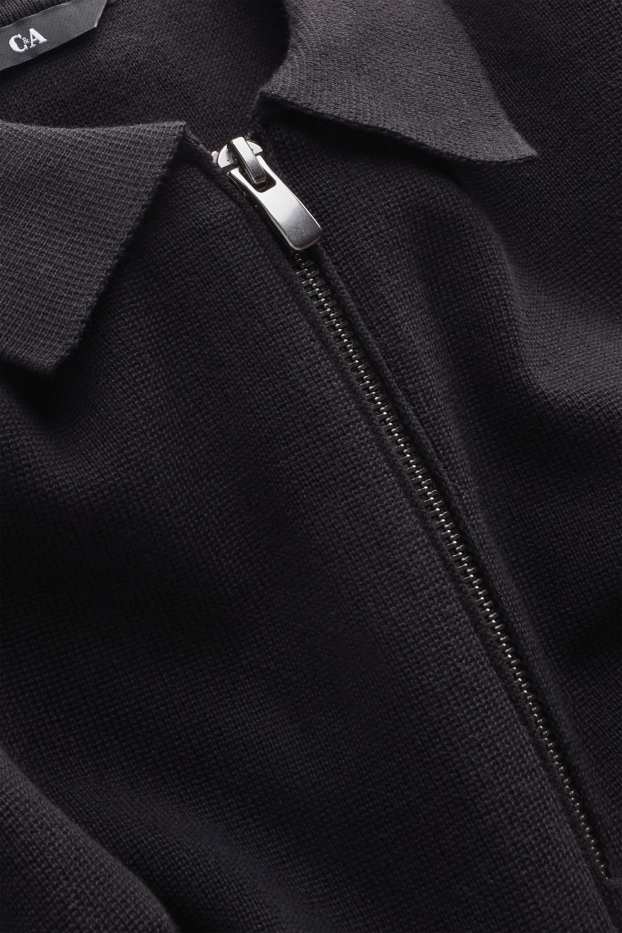 Herren - Strick-Poloshirt - Regular Fit - schwarz