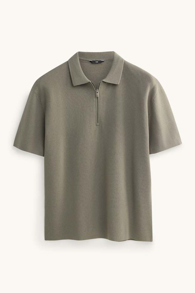 Herren - Strick-Poloshirt - Regular Fit - grün