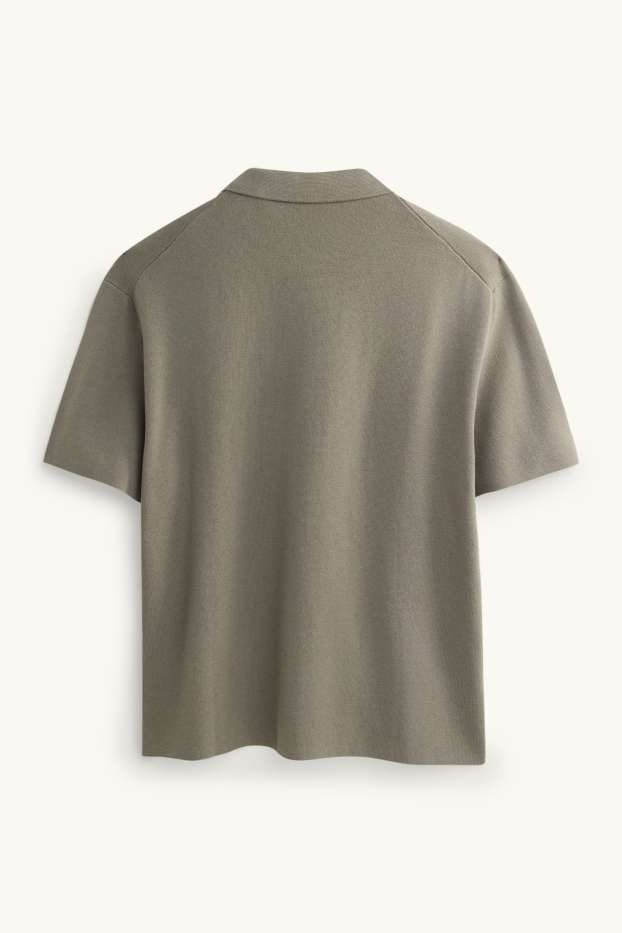 Herren - Strick-Poloshirt - Regular Fit - grün