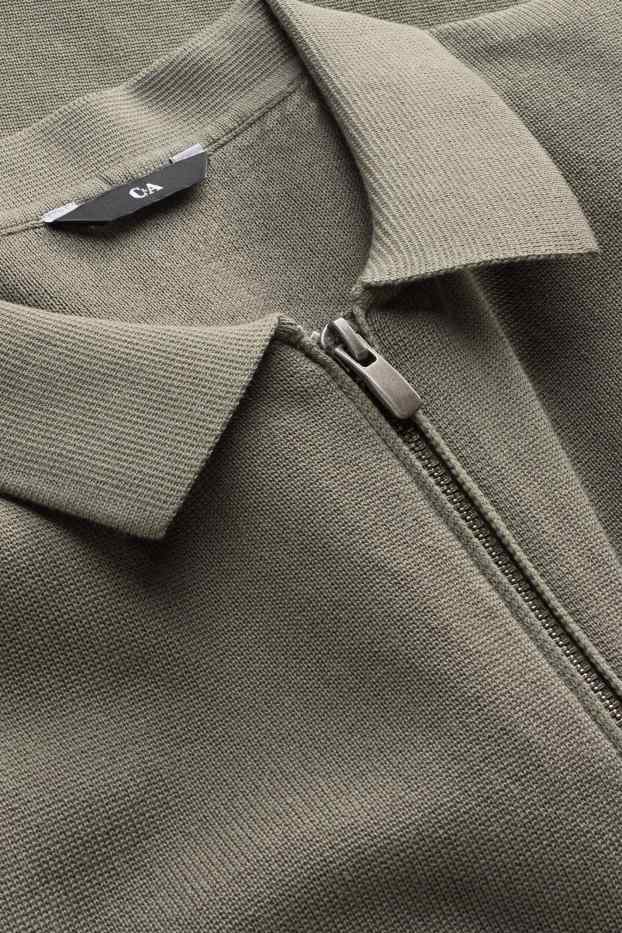 Herren - Strick-Poloshirt - Regular Fit - grün