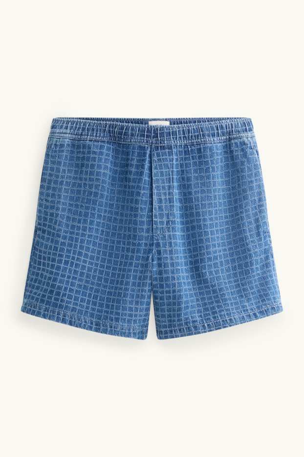 Hommes - Short en jean - à carreaux - jean bleu
