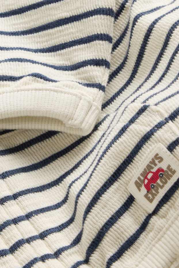 Bébés garçons - Sweat zippé en molleton pour bébé à capuche - à rayures - finition texturée - bleu / blanc