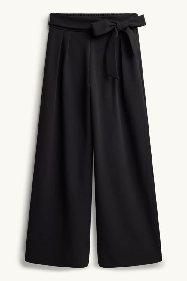 Dames - Pantalon - high waist - wide leg - zwart
