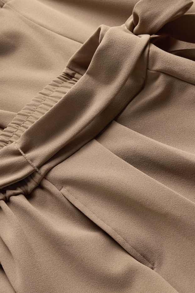 Dames - Pantalon - high waist - wide leg - beige