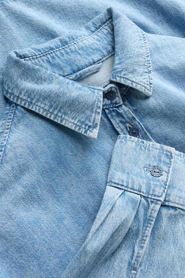 Damen - Jeans-Hemdbluse - helljeansblau