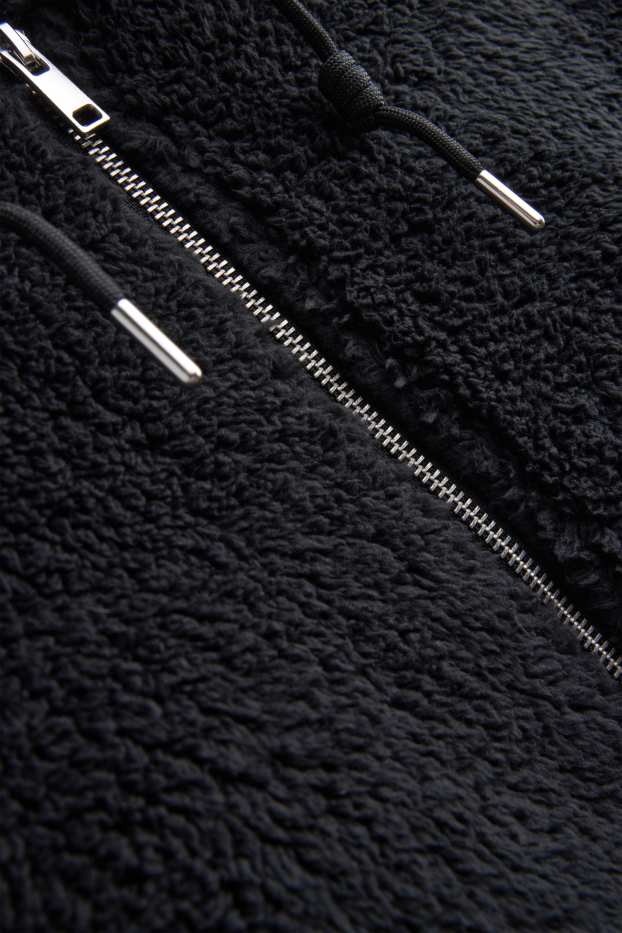 Damen - Teddy-Jacke mit Kapuze - schwarz