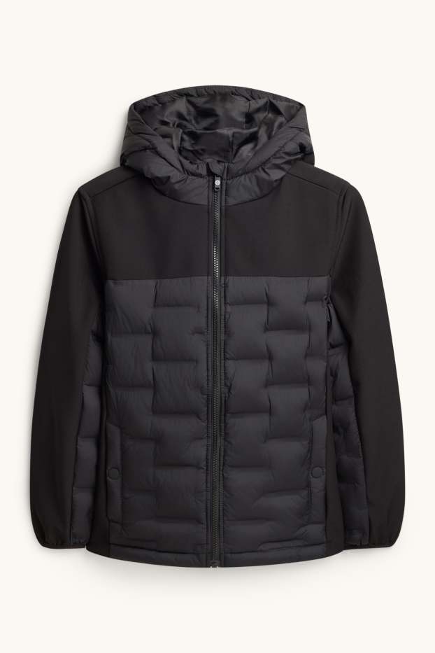 Nen - Jaqueta softshell amb caputxa - resistent a l’aigua - negre