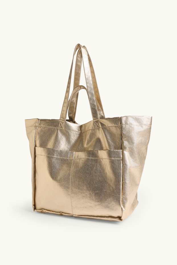 Femmes - Grand cabas - finition brillante - or