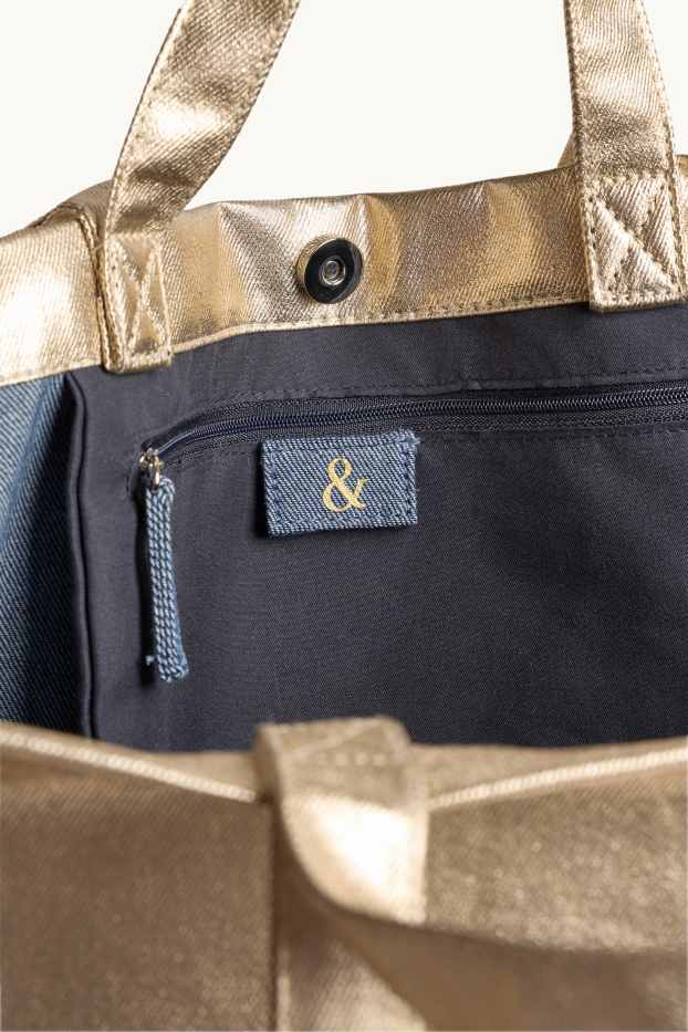 Femmes - Grand cabas - finition brillante - or