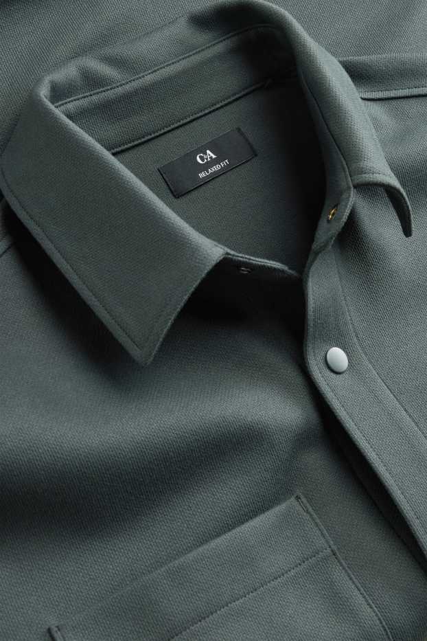 Herren - Hemd - Relaxed Fit - Kent - strukturiert - dunkelgrün