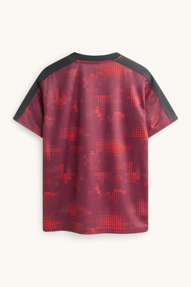 Kinder Buben - Kurzarmshirt - gemustert - rot
