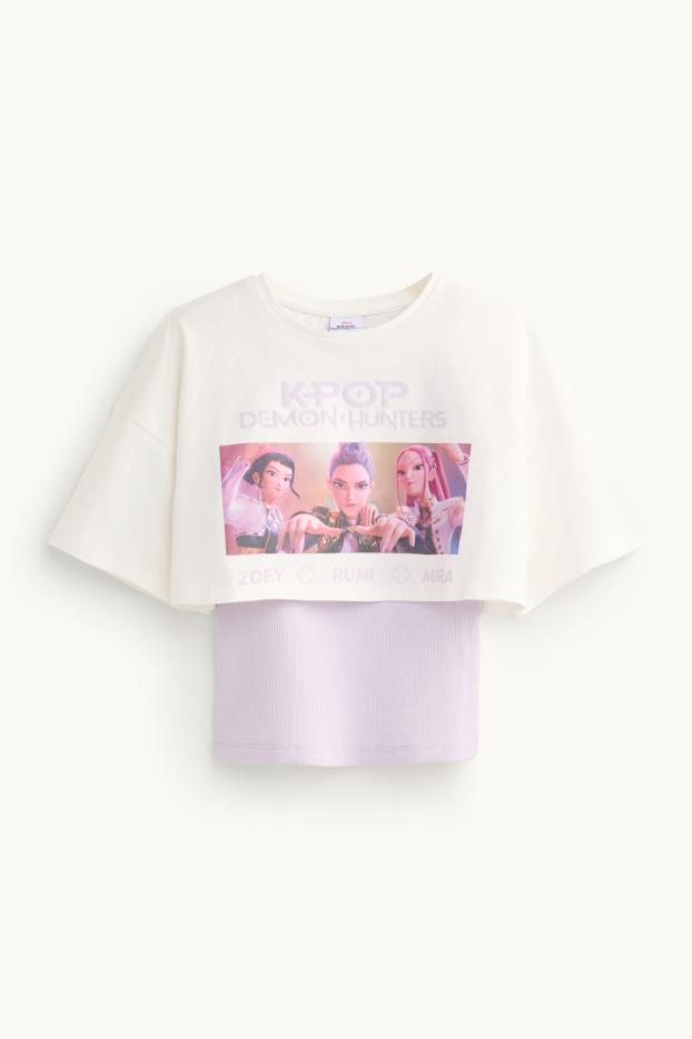 Kinder Mädchen - KPop Demon Hunters - Set - Kurzarmshirt und Top - 2 teilig - lila  / weiß