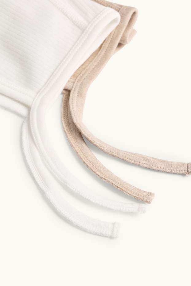 Bébés filles - Lot de 2 - bonnet pour bébé - finition côtelée - blanc / beige