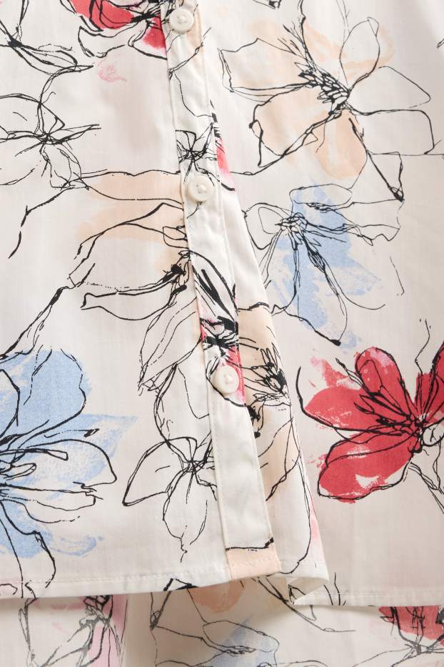 Femmes - Chemisier - à fleurs - blanc / rouge