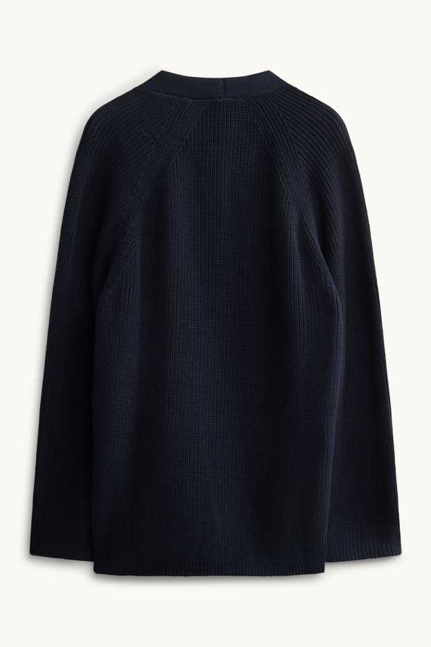 Women - Cardigan - ribbed - dark blue