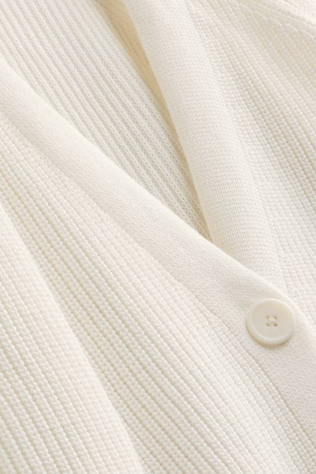 Women - Cardigan - ribbed - cremewhite