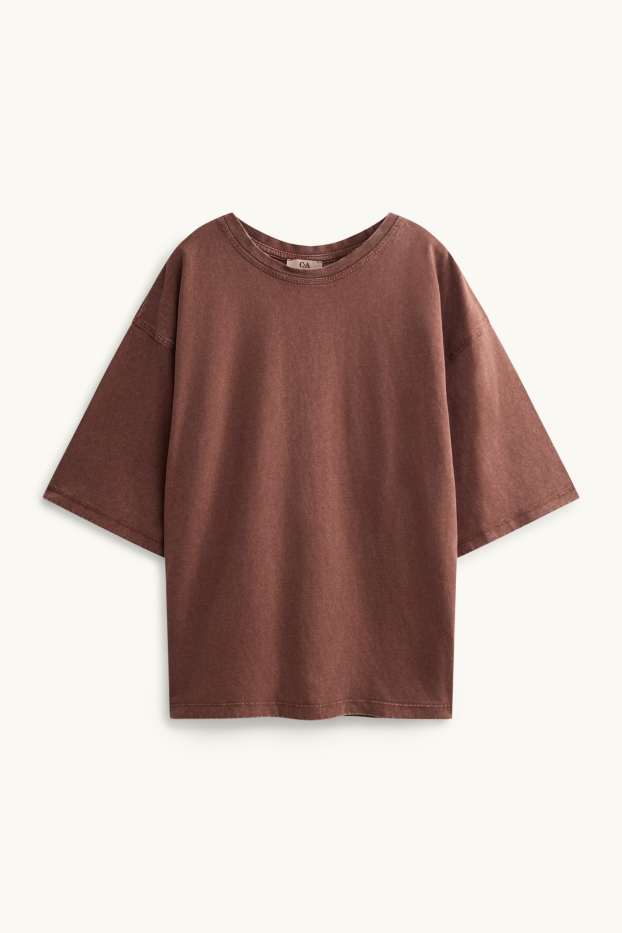 Damen - T-Shirt - Oversized - braun